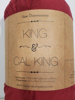 ienjoy NIP Burgundy King / California King Size Duvet & Pillow Shams